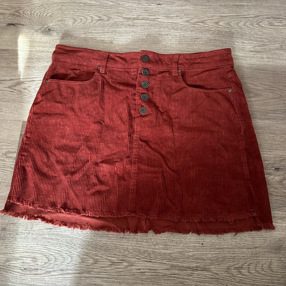 Corduroy orange mini skirt